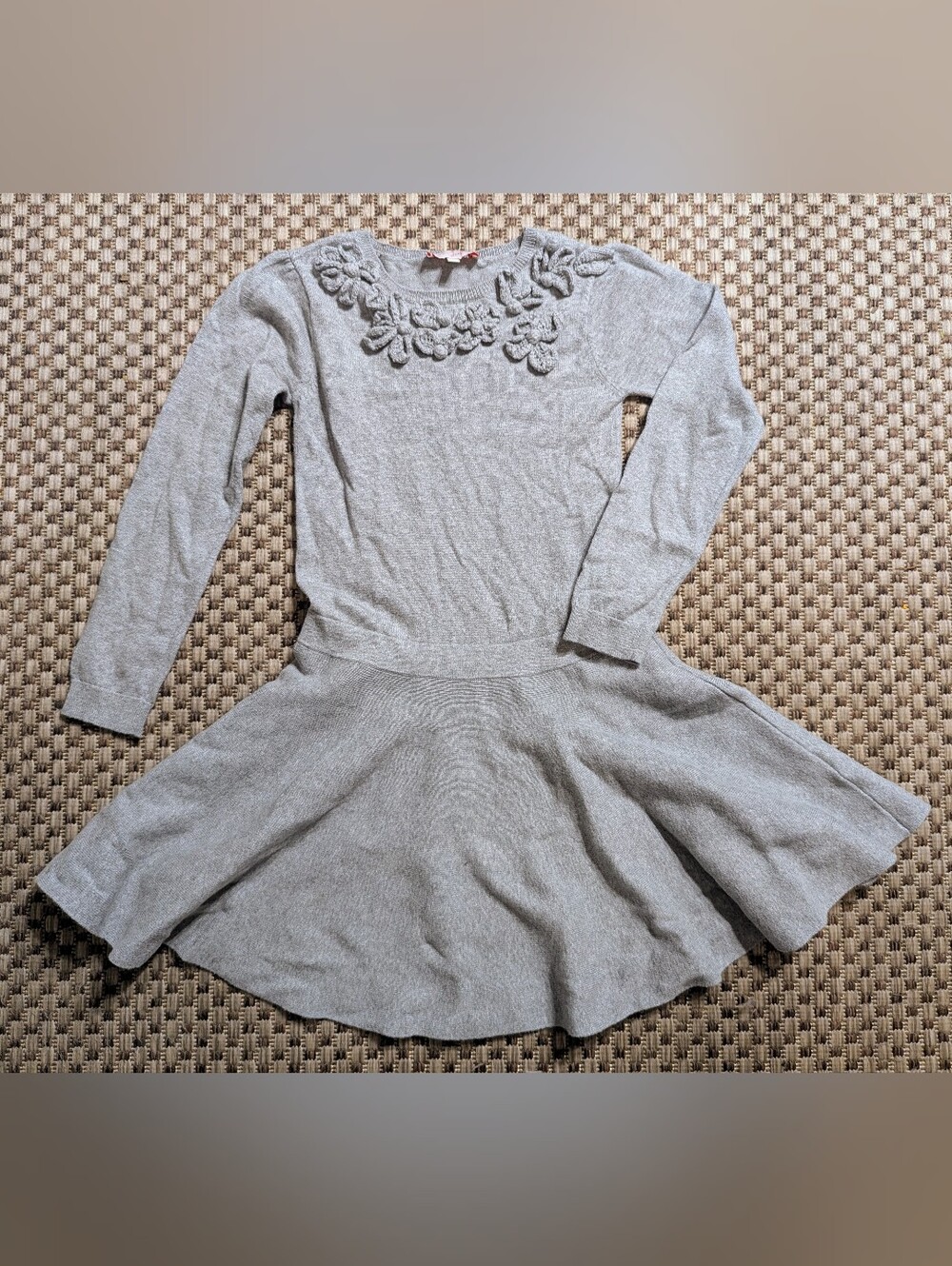 Lili Gaufrette Girl's Cashmere Blend Gray Fit and Flare Sweater Dress size 8